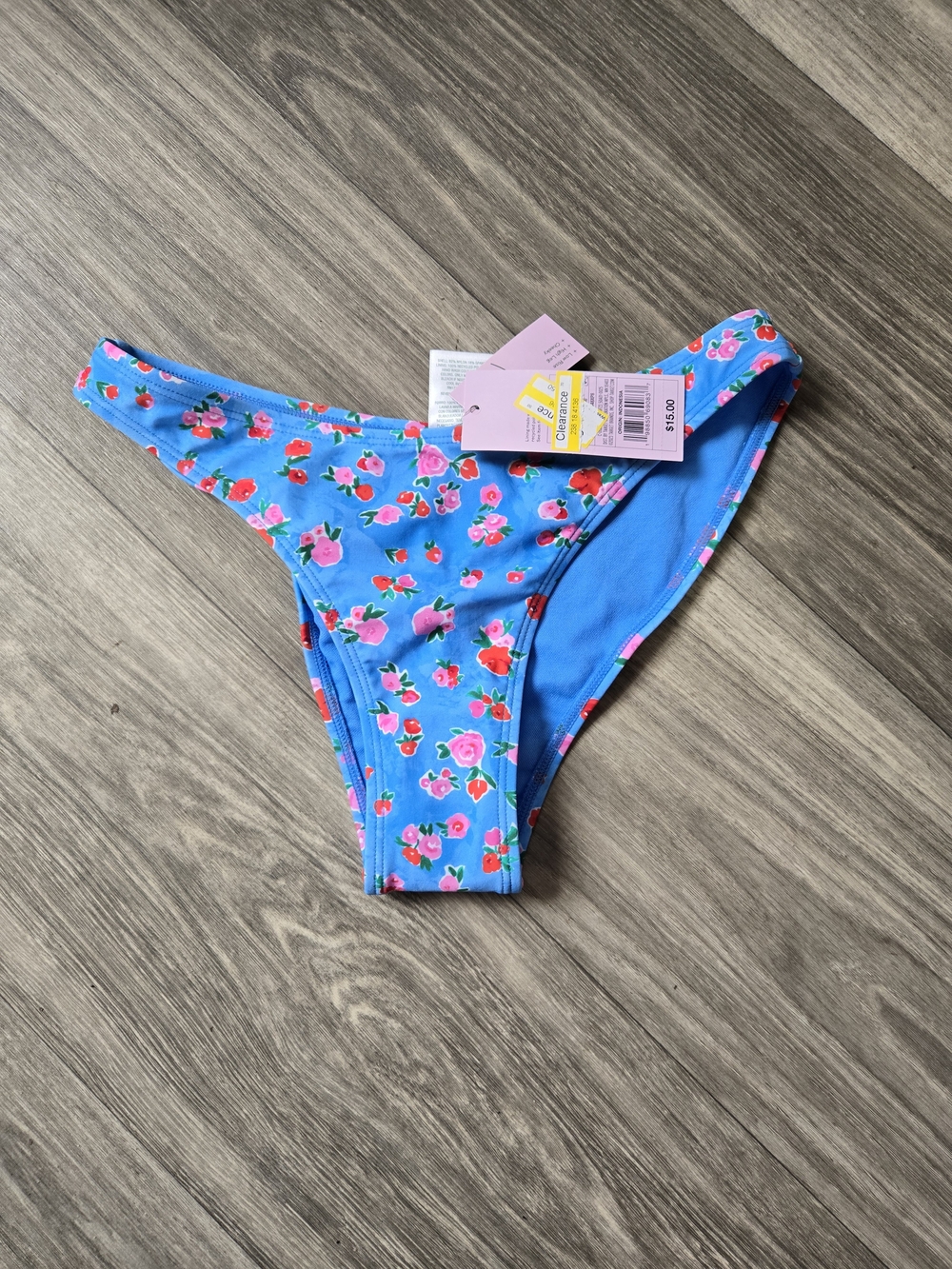 wild fable Bright Blue Floral Trim Bikini Bottoms Womans Sizs XS